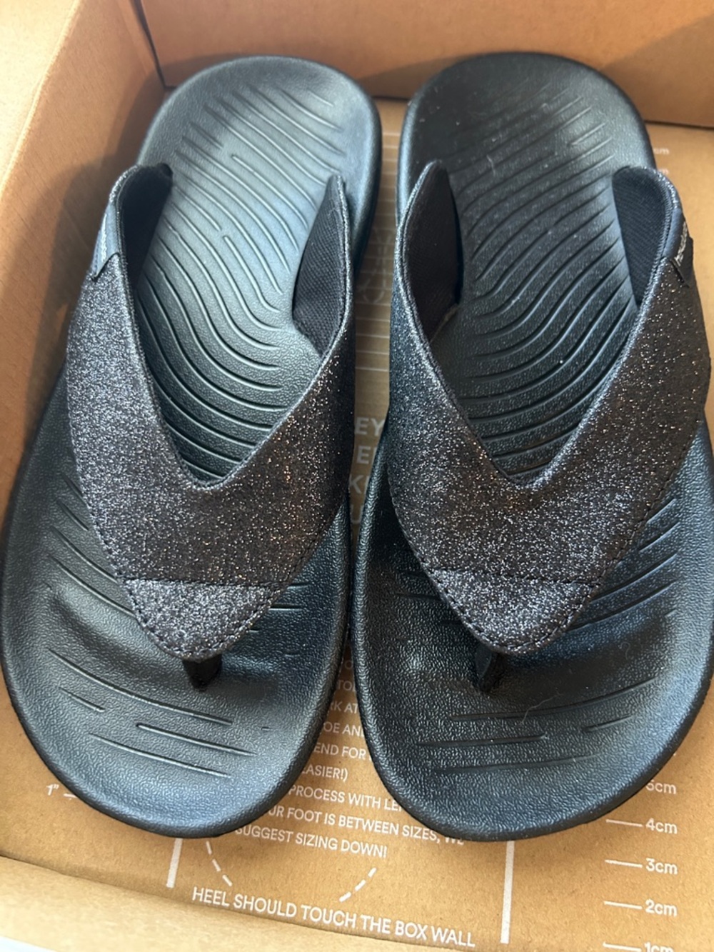 Hey Dude Black Glitter Thong Sandals